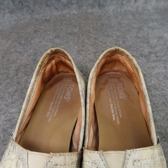 Toms Shoes Womens 6.5 Flats Slip On Casual Floral Jacquard Classics Metallic - Picture 13 of 13